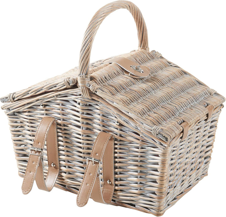casa.pro Picknickkorb für 2 Personen Bucchianico Komplettset Weide Flechtkorb Picknick Set Geschirr