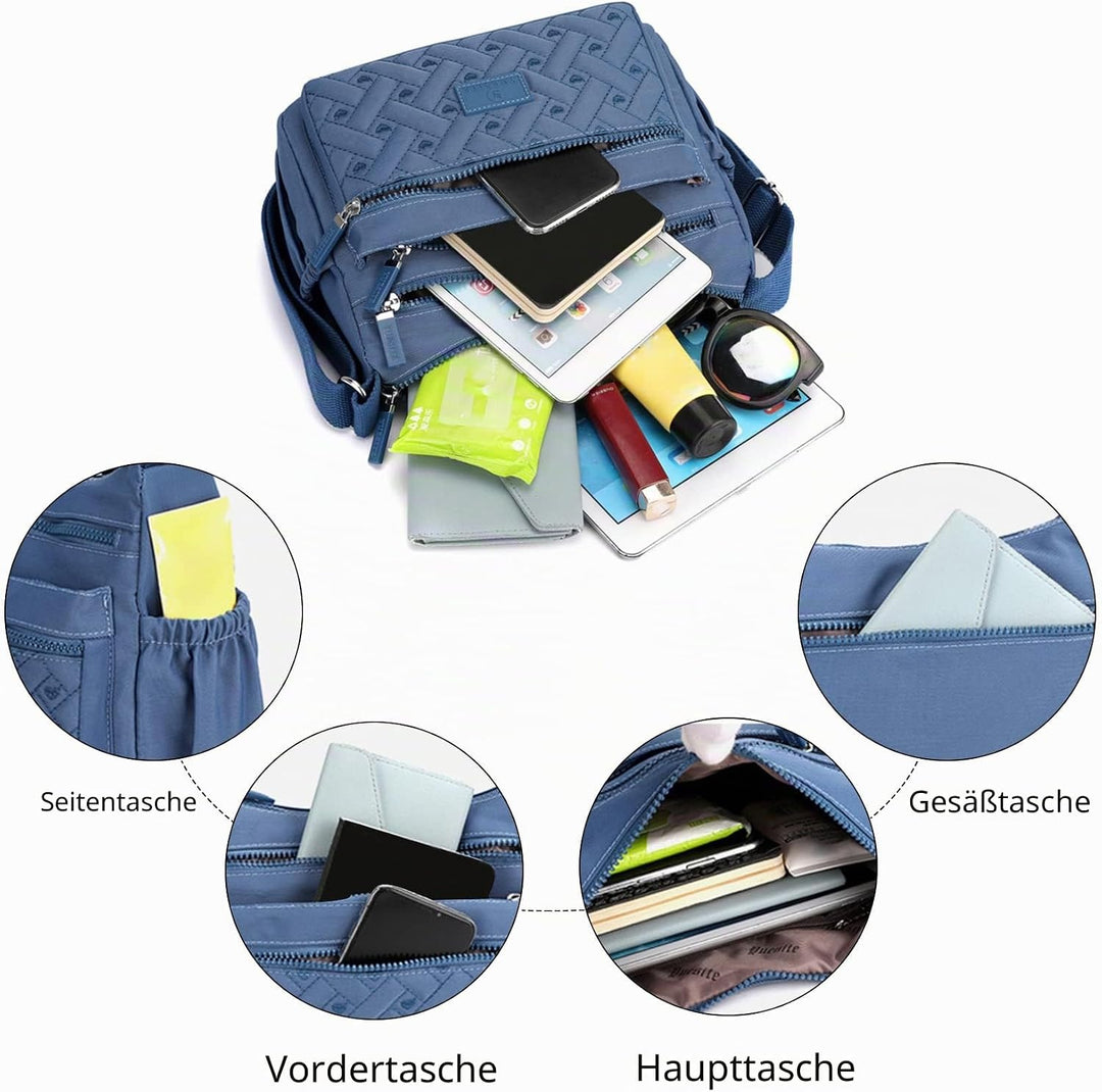 NOTAG Nylon Umhängetasche Damen, Wasserdicht Casual Schultertasche Mehrere Taschen Messenger-Tasche