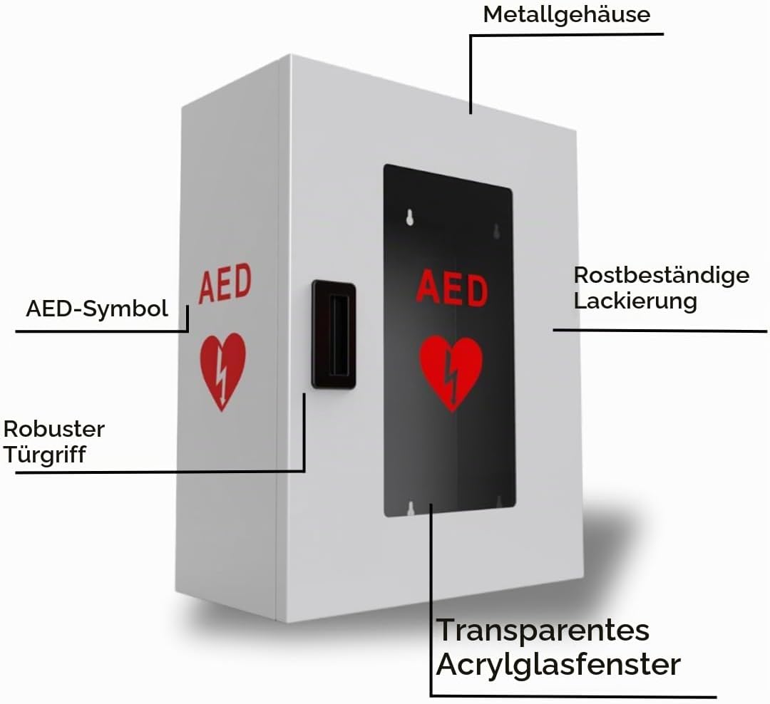 ISOP AED-Defibrillator-Aufbewahrungsschrank | Wandmontierte Erste-Hilfe-Box | AED-Alarmkasten aus St