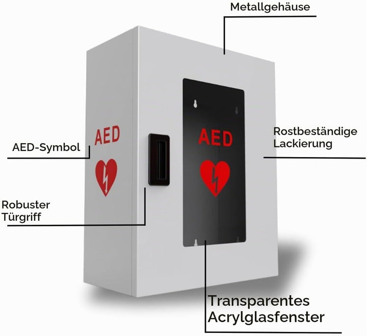 ISOP AED-Defibrillator-Aufbewahrungsschrank | Wandmontierte Erste-Hilfe-Box | AED-Alarmkasten aus St