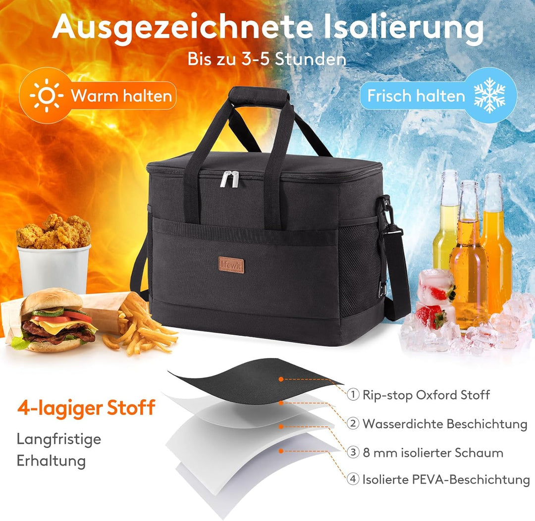 Lifewit 30L Kühltasche Gross faltbar Kühlkorb Kühlbox Thermotasche Picknicktasche für Lebensmitteltr