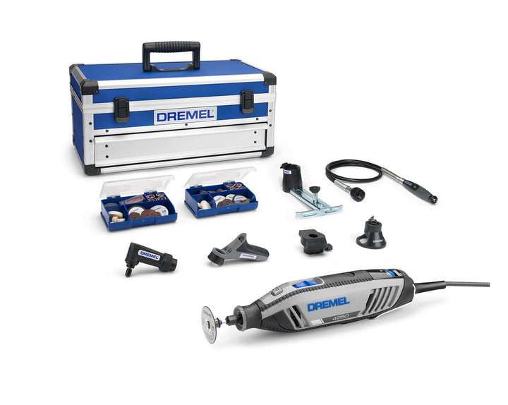 Dremel 4250 Rotationswerkzeug 175 W, Multifunktionswerkzeug-Set mit 6 Vorsatzgeräten und 128 Zubehör