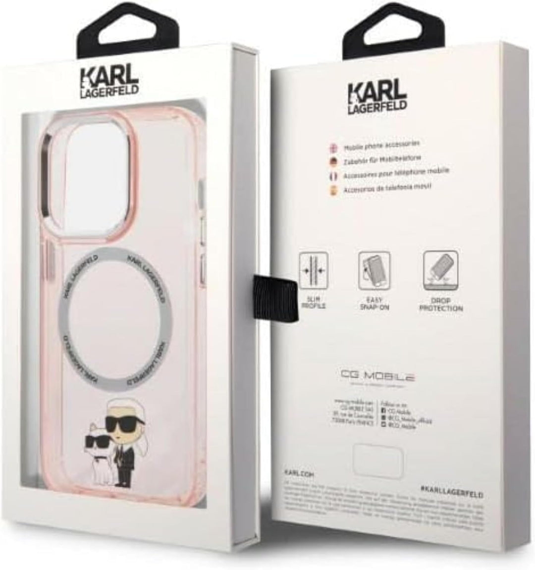 Karl Lagerfeld KLHMP14LHNKCIP Hülle für iPhone 14 Pro 6,1" hardcase rosa Iconic Karl&Choupette