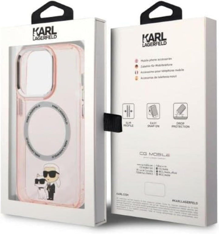 Karl Lagerfeld KLHMP14LHNKCIP Hülle für iPhone 14 Pro 6,1" hardcase rosa Iconic Karl&Choupette
