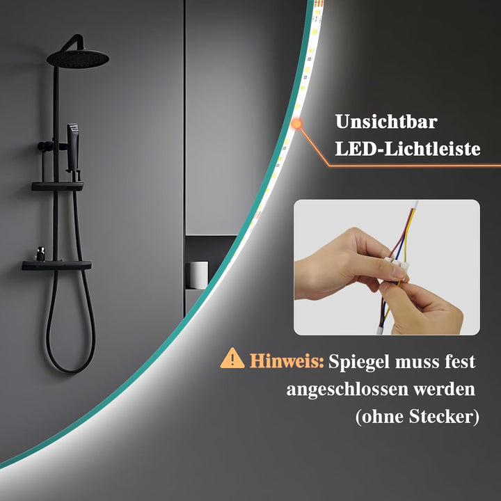 Badspiegel mit Beleuchtung - LED-Badezimmer-Spiegel-Round 60cm,Touch-Schalter,Dimmbar,3 Lichtfarben,