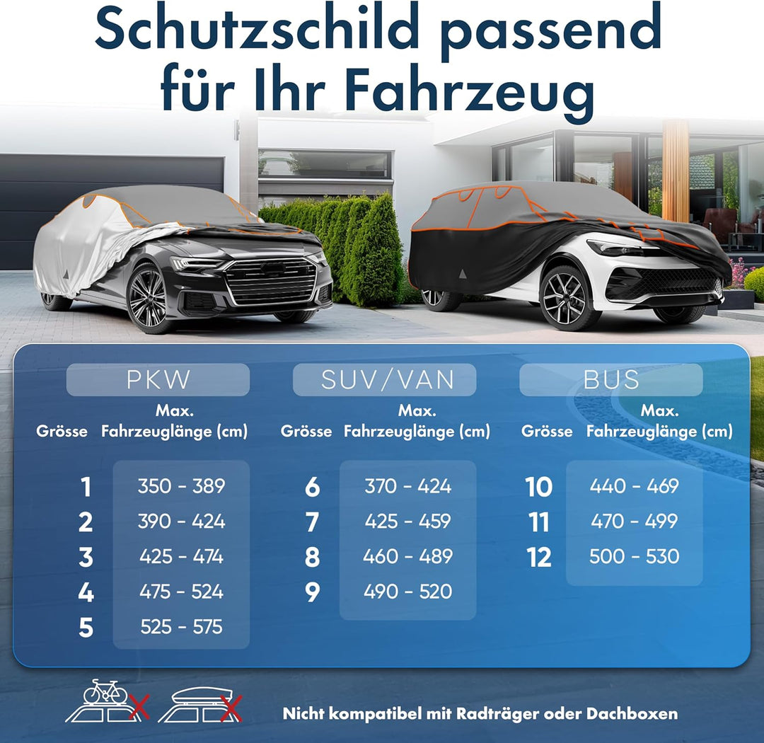 WALSER Auto-Hagelschutzplane, PKW-Hagelschutzgarage wasserdicht, Auto-Abdeckplane Perma Protect, atm