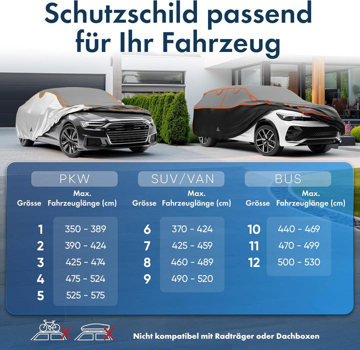WALSER Auto-Hagelschutzplane, PKW-Hagelschutzgarage wasserdicht, Auto-Abdeckplane Perma Protect, atm