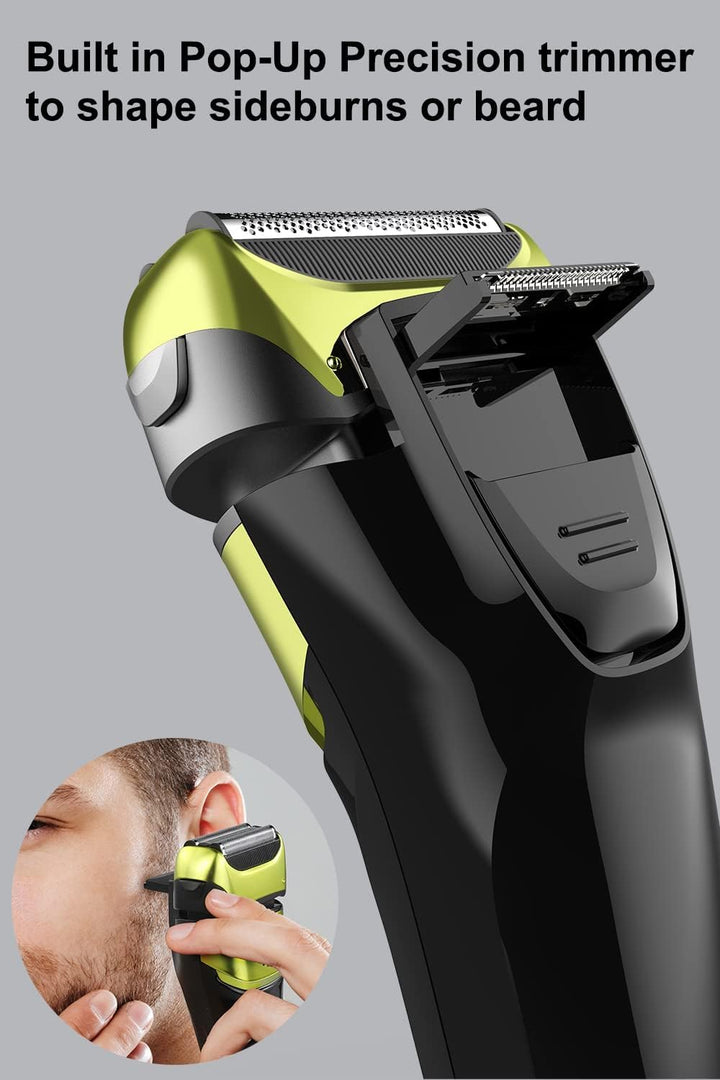 Rasierer Herren Elektrorasierer & Trimmer mit 3 flexiblen Klingen, wiederaufladbarer & kabelloser el