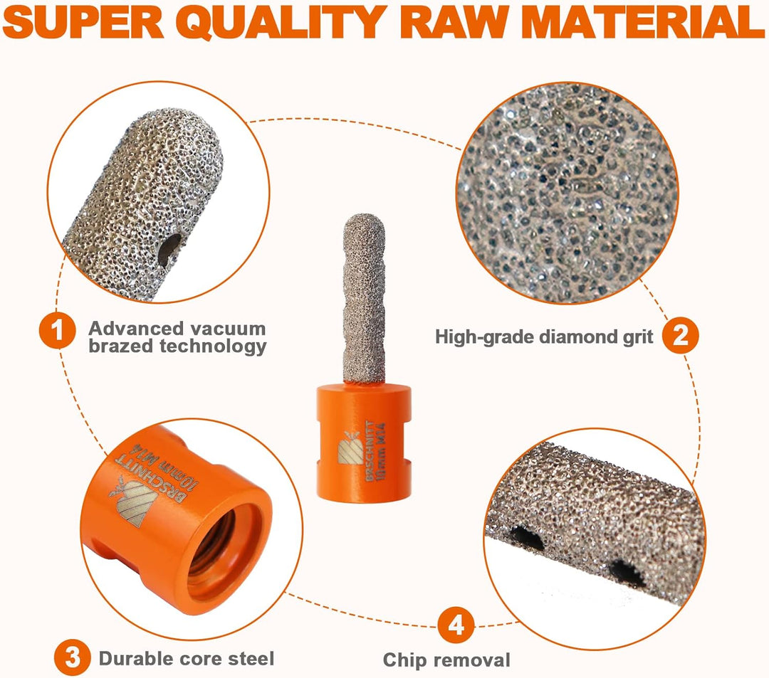 Diamant Fingerfräser 10mm - 2 Stück BRSCHNITT Diamantfräser Vergrösserung Vorhandener Löcher in Porz