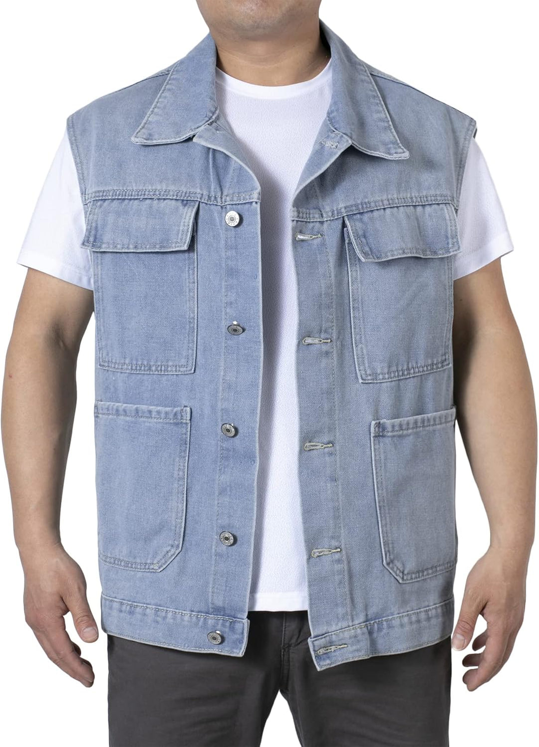 Btmpmcs Herren Ärmellose Denim Weste Classics Fashion Jeans-Weste Outdoor Freizeit Jacke Bikerweste