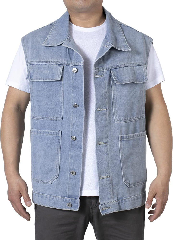 Btmpmcs Herren Ärmellose Denim Weste Classics Fashion Jeans-Weste Outdoor Freizeit Jacke Bikerweste