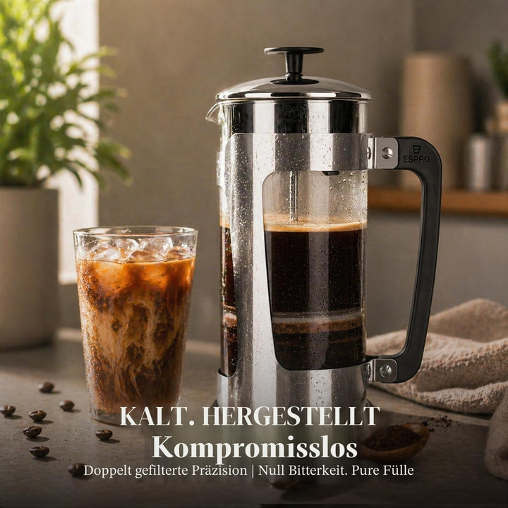 Espro Press P5, French Press, Chrom, für Kaffee, Glas, Edelstahl, versch. Grössen 0,55 l 18 oz, 18 o