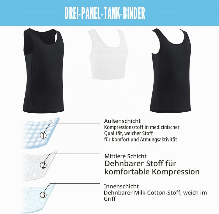 XUJI Transgender FTM Trans Atmungsaktive Halb Brust binder 4XL Tank-schwarz, 4XL Tank-schwarz