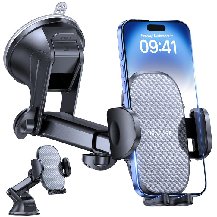 Miracase Handyhalterung Auto[Verbesserter Saugnapf] Handyhalter fürs Auto 360° Drehbar, Armaturenbre