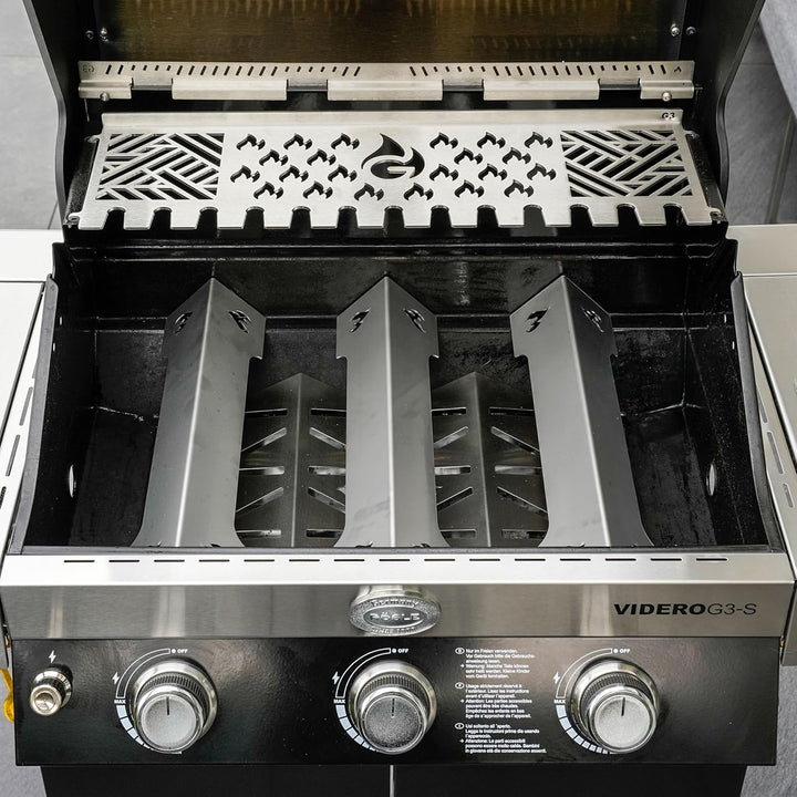 Grillrost.com Das Original Edelstahl Aromaschiene für Rösle - Brennerabdeckung für Videro G2 G3 G4 G