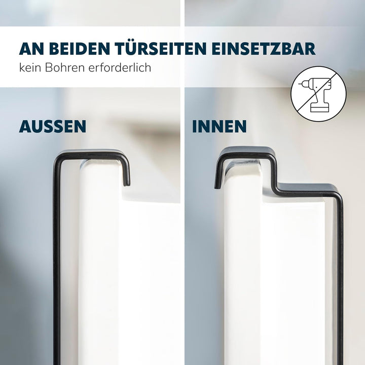eluno Tür-Hängeregal aus Metall und Bambus, Tür-Handtuchhalter mit 2 Handtuchstangen, 4 praktische H