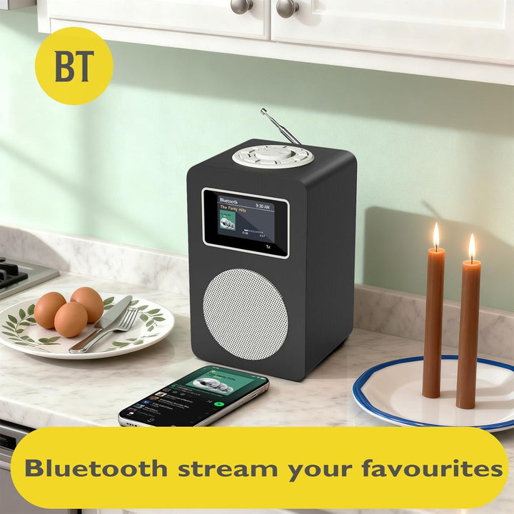 MangoKit MD4 DAB Radio mit Bluetooth,DAB Plus Digitalradio,UKW Radio,Küchenradios,Netz- und Batterie