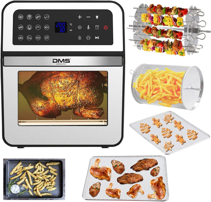 DMS XXXL 12 Liter Heissluftfritteuse Fritteuse| Backofen | Heissluftgrill | Dörrautomat | Drehgrill
