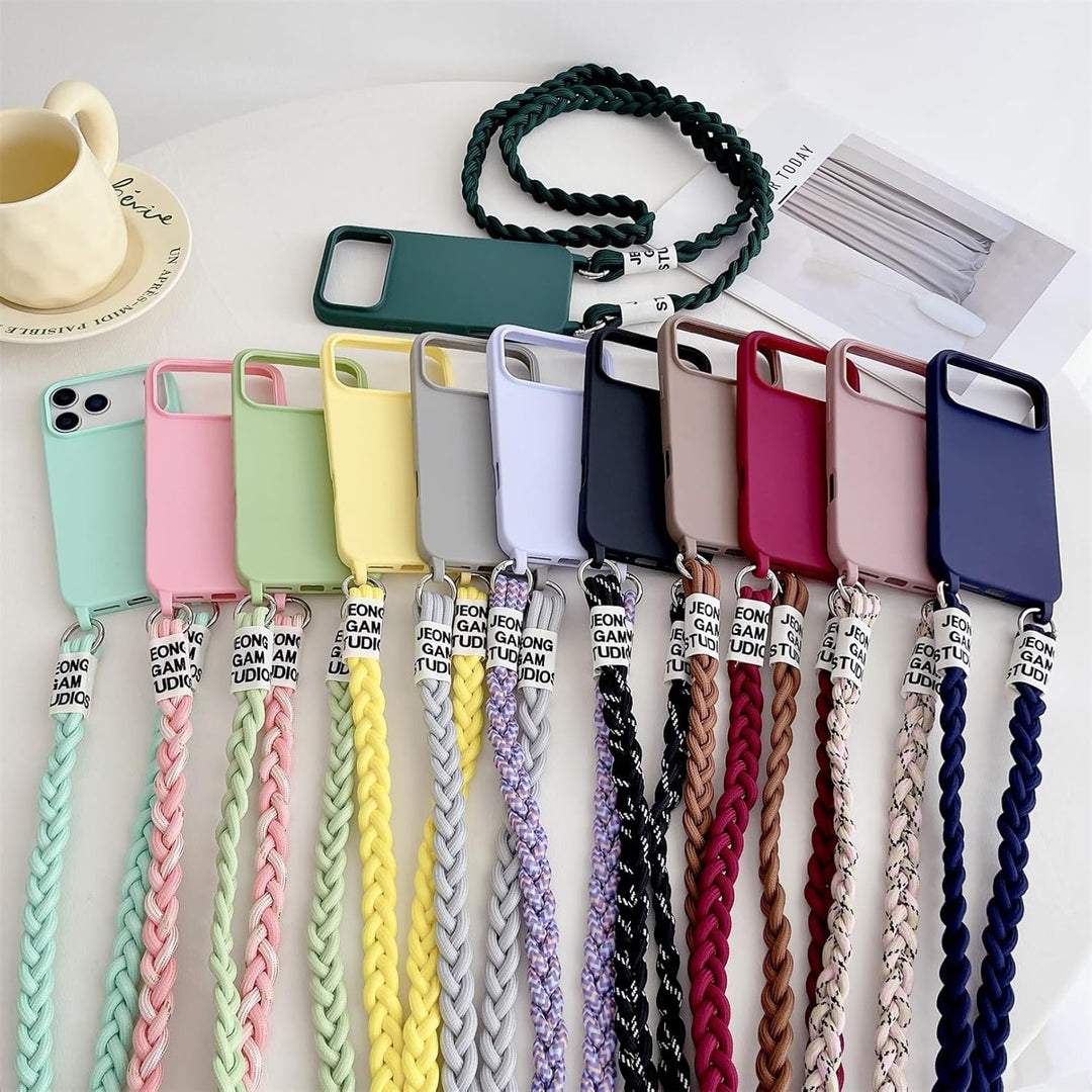 Emlivi Handykette Hülle für iPhone 17 Pro Necklace Handyhülle Nylon Schultergurt Liquid Silikon TPU