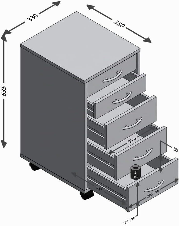 FMD Möbel, 336-001E Freddy Beistellcontainer,melaminharz beschichtete ppanplatte, weiss, masse 33.0