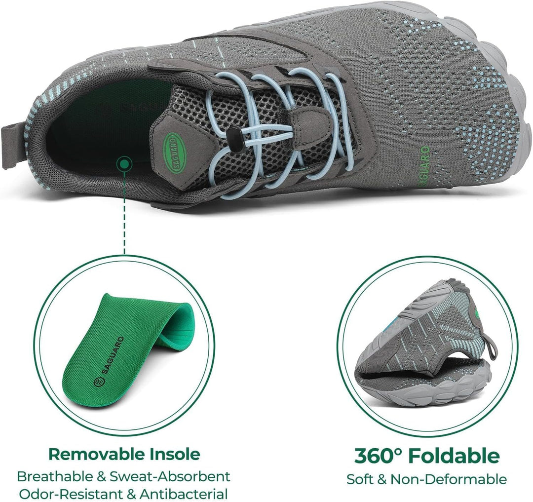 SAGUARO Herren Damen Barfussschuhe - Atmungsaktiv rutschfest Barfussschuhe - mit Breite Zehenbox und