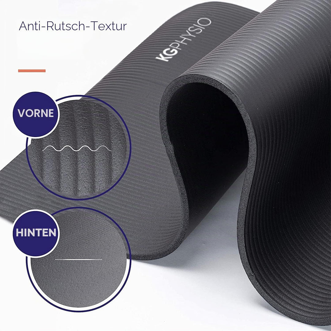KG Physio Yogamatte Rutschfest und Gepolstert - Yoga Matte mit Tragegurt, Fitnessmatte, Turnmatte, S