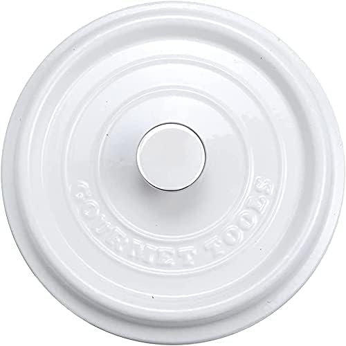 Runder Kochtopf aus Gusseisen mit glasierter Keramikbeschichtung, Cocotte mit Deckel. Gourmet Tools