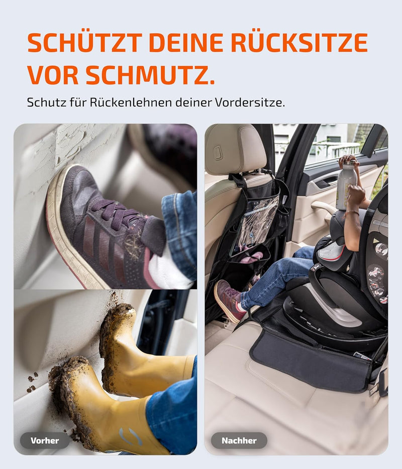 LIONSTRONG® Auto Organizer Kinder Rücksitz schwarz [WASSERDICHT] - Rückenlehnenschutz Auto Kinder un