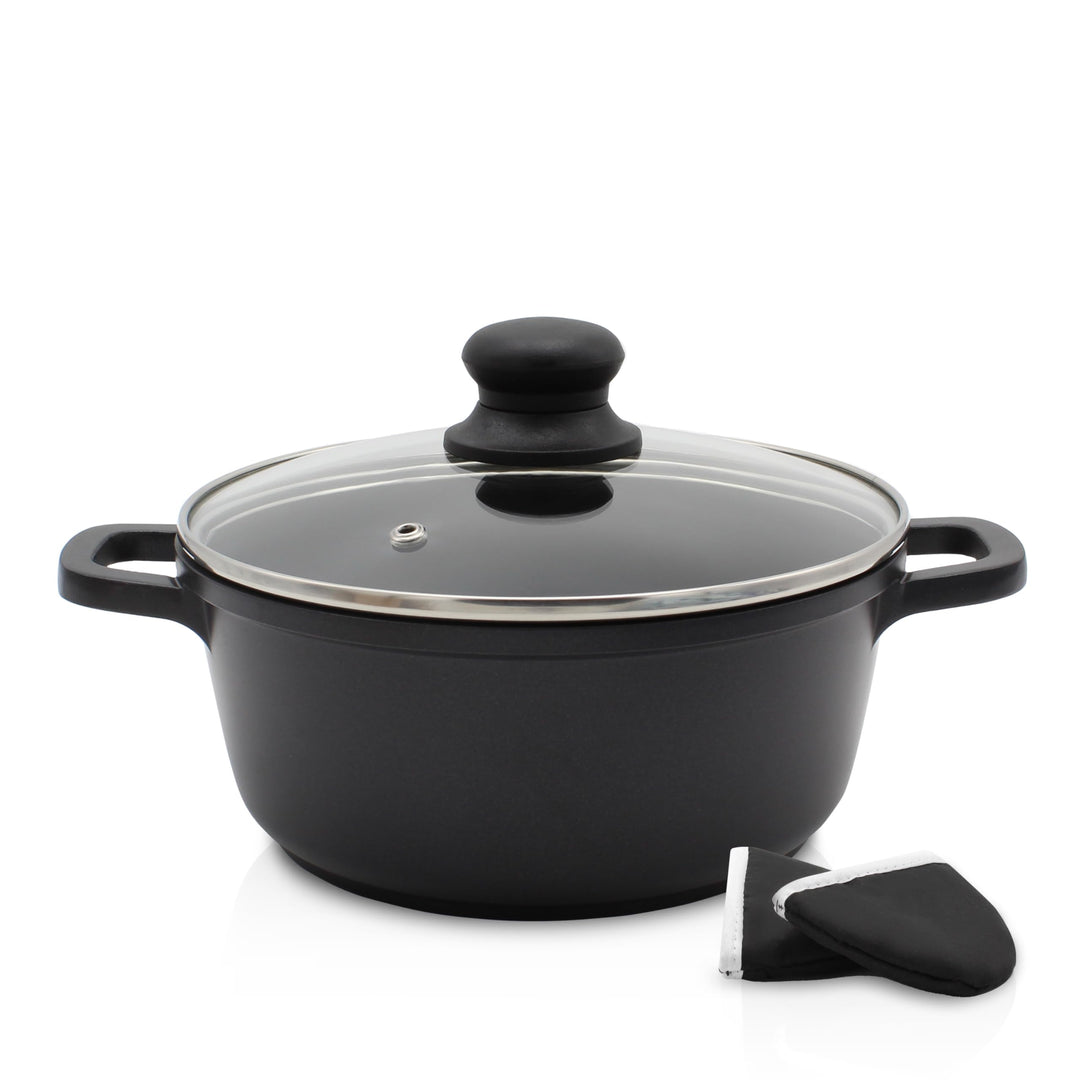 Karl Krüger 22020TH Aluguss-Fleischtopf Leipzig mit Thermogrips, 20 cm, Schwarz, 20 CM