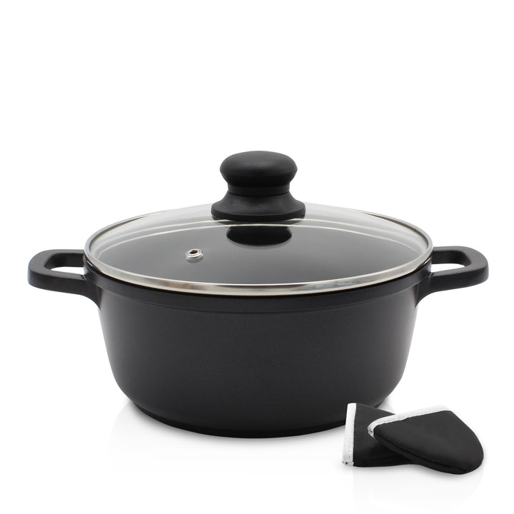 Karl Krüger 22020TH Aluguss-Fleischtopf Leipzig mit Thermogrips, 20 cm, Schwarz, 20 CM