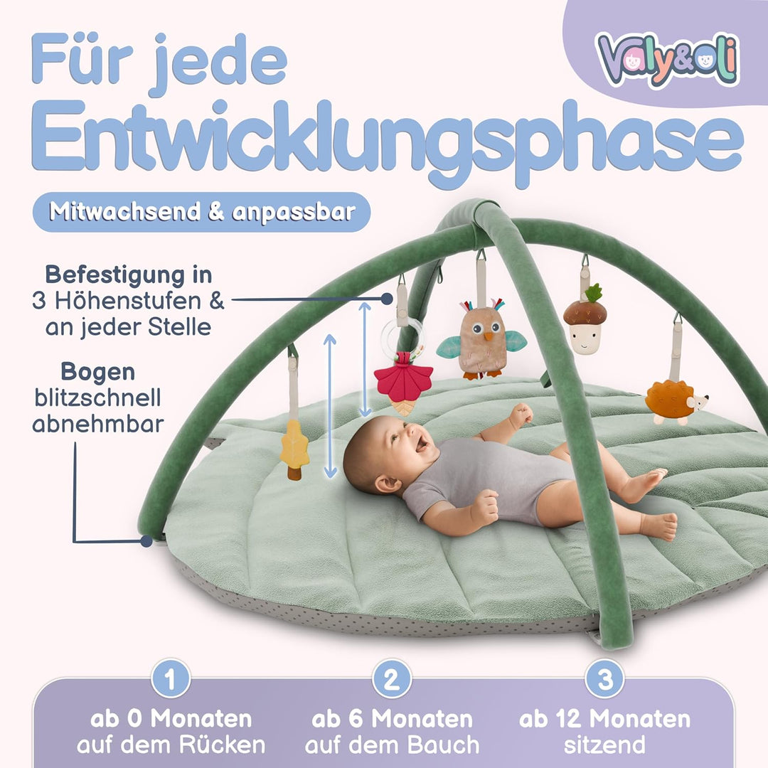 Valy&Oli® Spielbogen Baby XXL - Extra Weiche Spieldecke Baby inkl. 5 Höhenverstellbaren Sensorischen