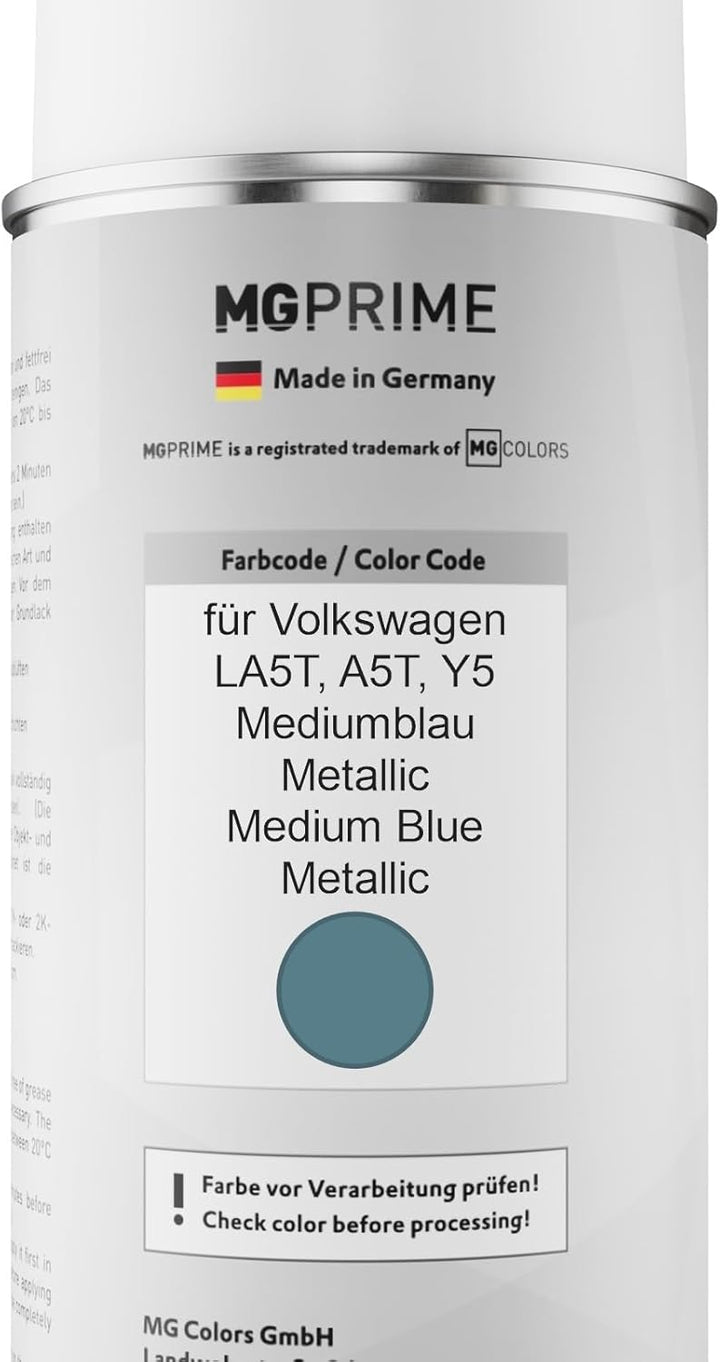 MG PRIME Autolack Sprühdosen Set für Volkswagen VW LA5T / A5T / Y5 Mediumblau Metallic/Medium Blue M