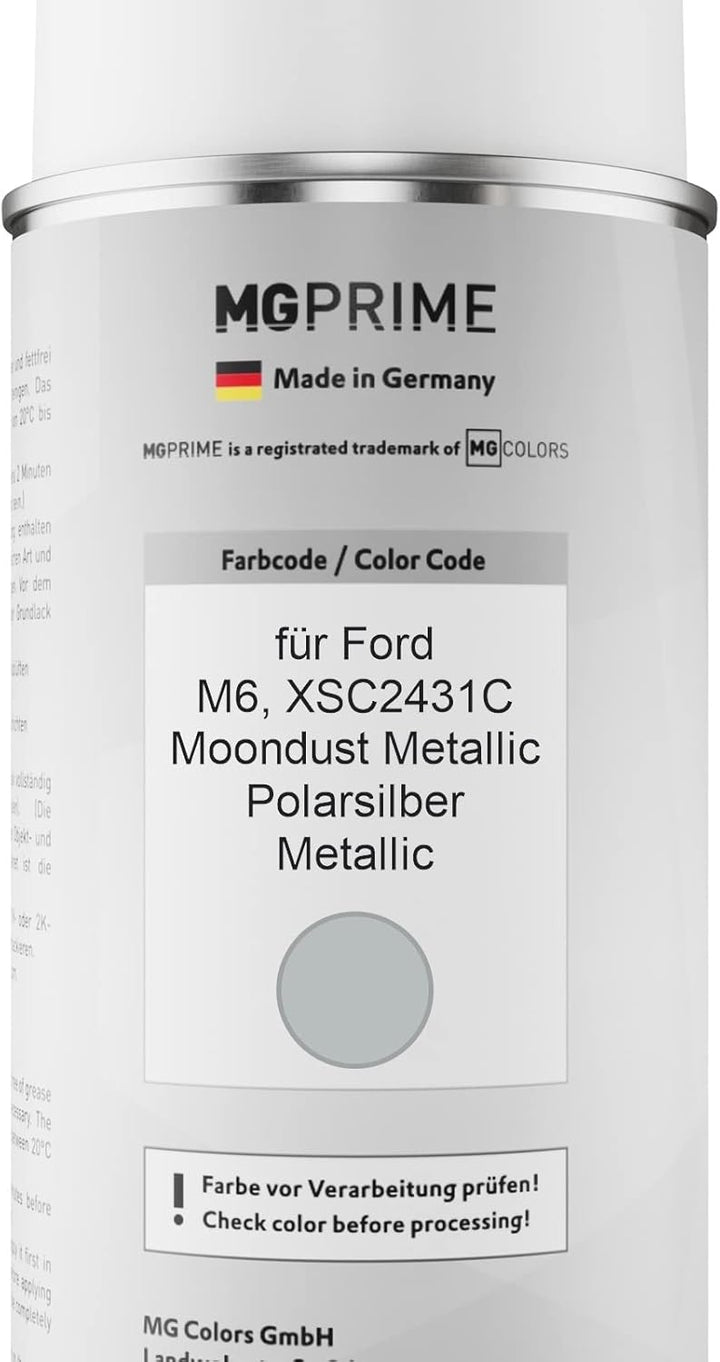 MG PRIME Autolack 2K Spraydosen Set für Ford M6 / XSC2431C Moondust Metallic/Polarsilber Metallic Ba