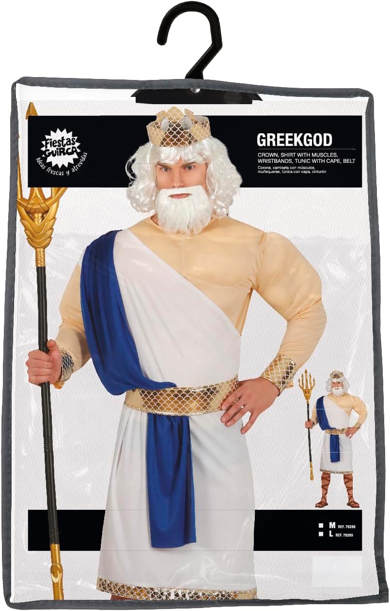 Fiestas Guirca Griechischer Gott Kostüm Herren - Neptun, Poseidon Kostüm -Grösse L 52 – 54 - Griechi