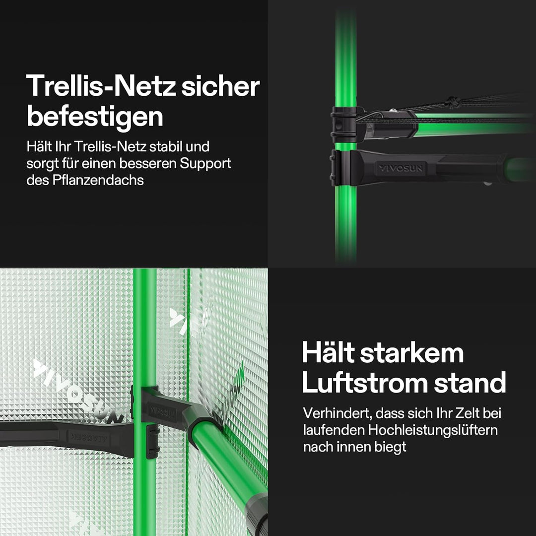 VIVOSUN 4er-Packung Grüne Stangen, Growzelt Höhes CFM-Set, Grüne Pole von 60-120cm, Geeignet für 60x