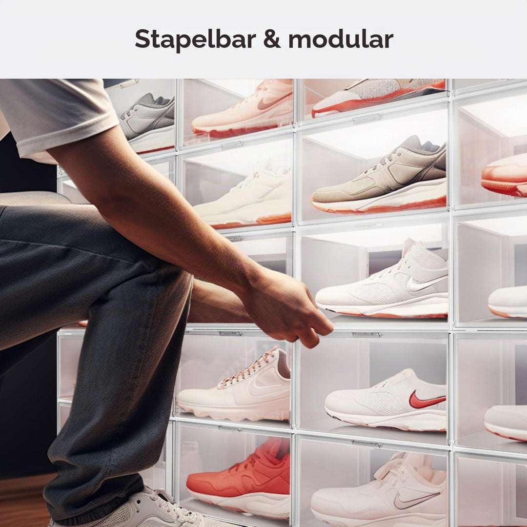 Nanoleaf Smart LED Schuhboxen 4er Starterpack, Stapelbare transparente Vitrinen für Figuren & Dekora