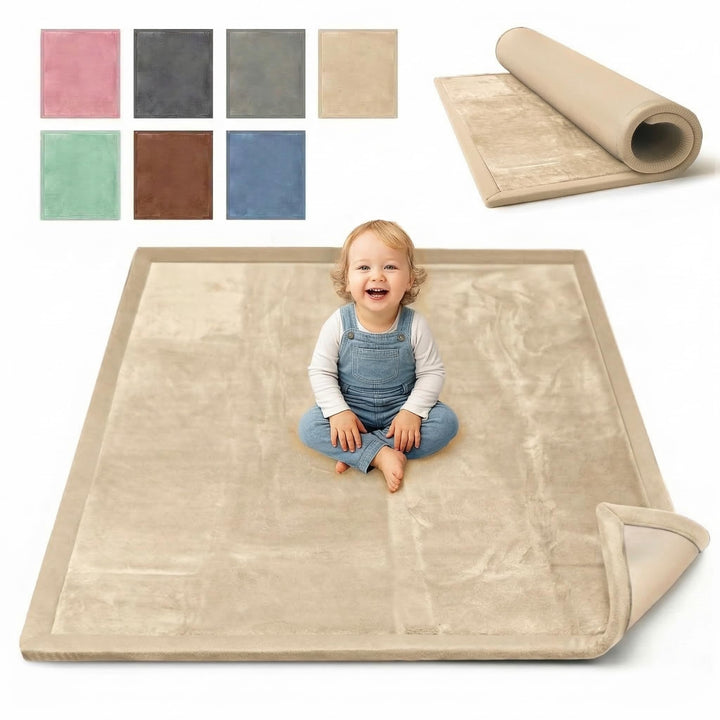 BabybeFun Krabbelmatte Baby - kuschelig weich - 3cm Dicke Spielmatte - schützt vor Stössen - Teppich
