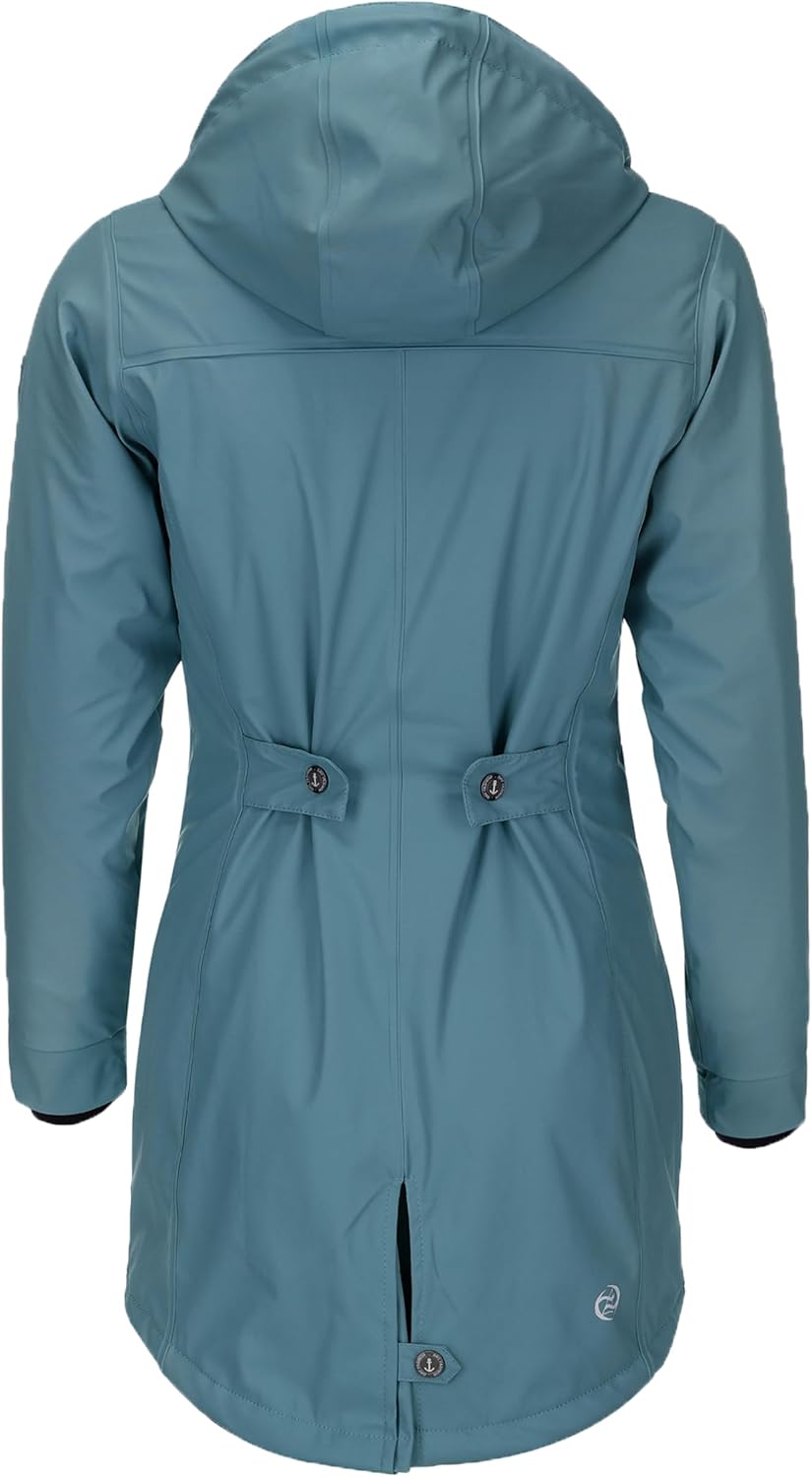 Dry Fashion Damen Regenmantel Malmö - Frauen Regenjacke Jacke mit Kapuze Lang Winddicht Wasserdicht