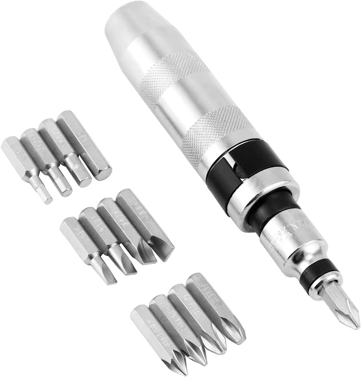 QWORK® 14-tlg Wende-Schlagschrauber-Satz, 1/2" Handschlagschrauber mit Schraubadapter un 12 Bits zum