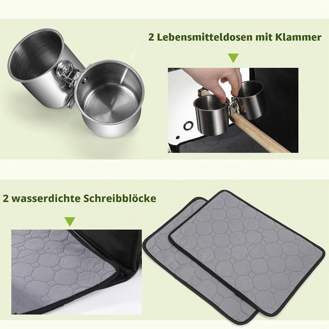 pecute Rucksack für Vögel mit Holzstab, Leichte Träger Vogel Transporttasche, Wasserdichte Papageien