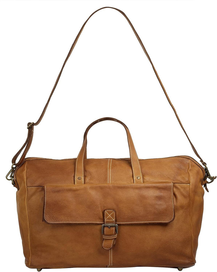 Cluty Reisetasche echt Leder Cognac 30 l Damen - 021141, Cognac