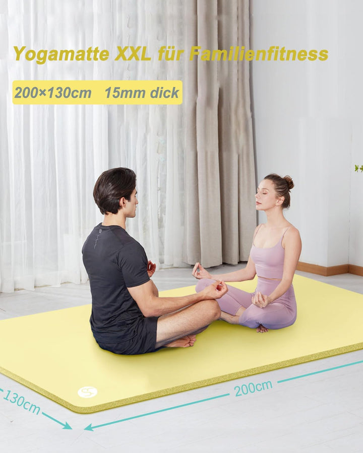 Yogamatte XXL 200x130cm NBR Gymnastikmatte 10/15/20mm Dick Fitnessmatte Extra Gross Breit Sportmatte