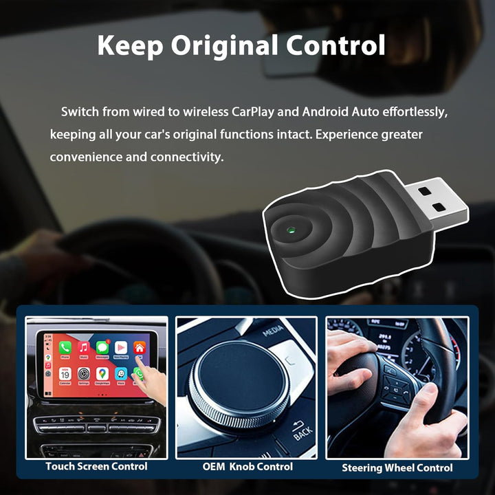 Sunweyer S21 Wireless CarPlay und Android Auto Adapter, 2 in 1 Auto Konnektivität Dongle, Plug & Pla