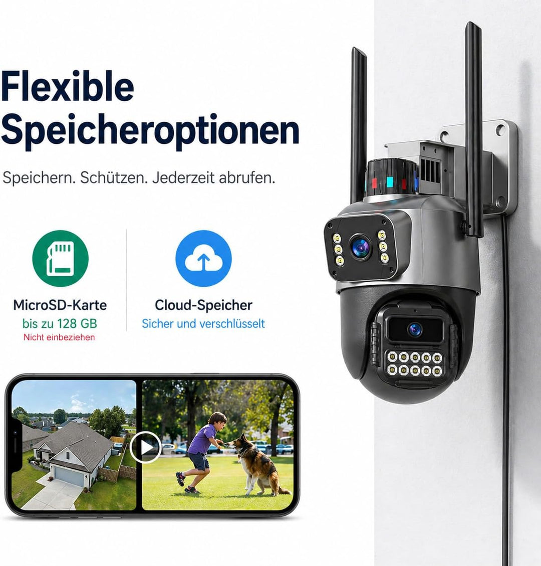 5G Kamera Überwachung Aussen,6MP Dual Objektiv Überwachungskamera Aussen, IP66 AussenSicherheitskame