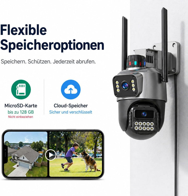 5G Kamera Überwachung Aussen,6MP Dual Objektiv Überwachungskamera Aussen, IP66 AussenSicherheitskame