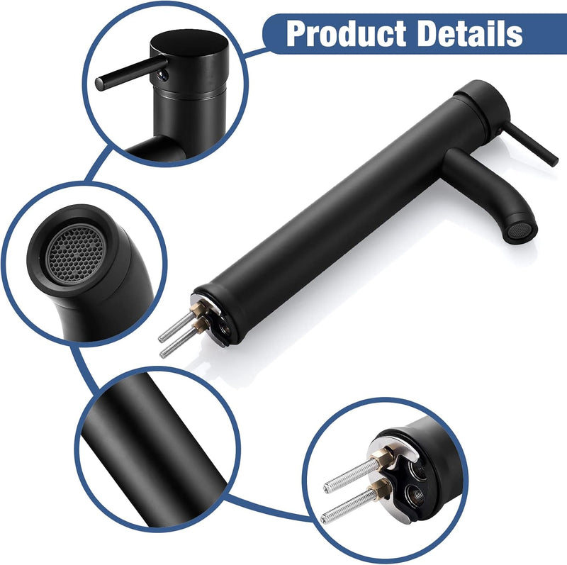 kisimixer Wasserhahn Bad Schwarz, Waschtischarmatur Schwarz Einhandmische, Waschbecken Armaturen Kal