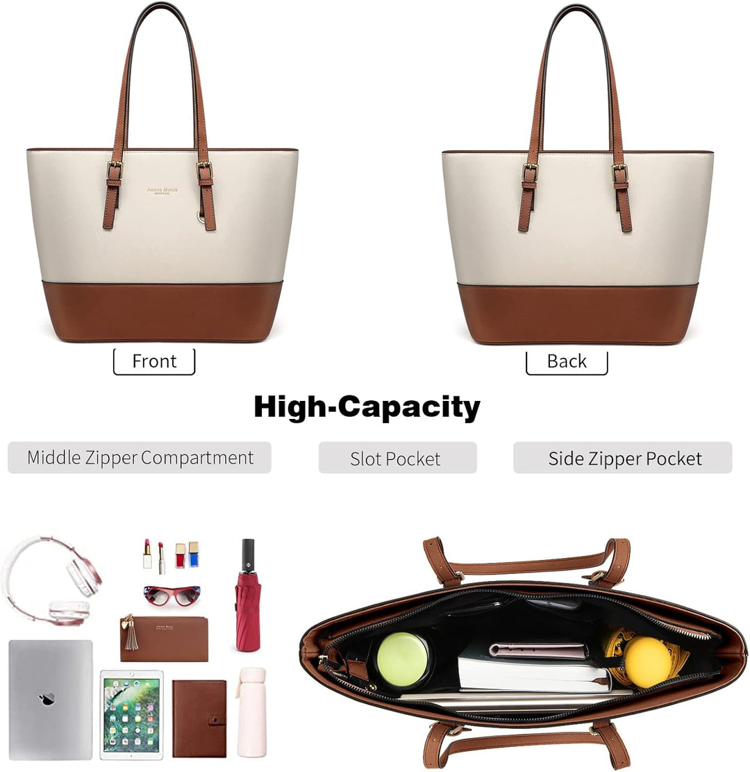 Damen Handtasche Schultertasche, Vintage Leder Tasche Shopper Gross für BüRo Schule Einkauf, Geschen