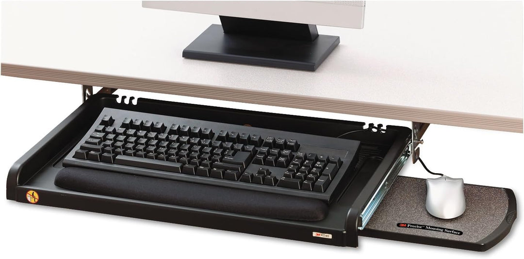 3M Adjustable Under-Desk Keyboard Drawer, Three Height Settings, Wide Tray with Gel Wrist Rest Accom