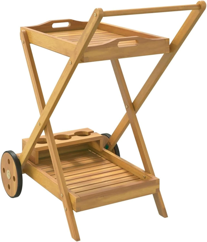 ARKEM Teewagen 54x87x90 cm Massivholz Akazie Teewagen Mit Rollen Garten Servierwagen
