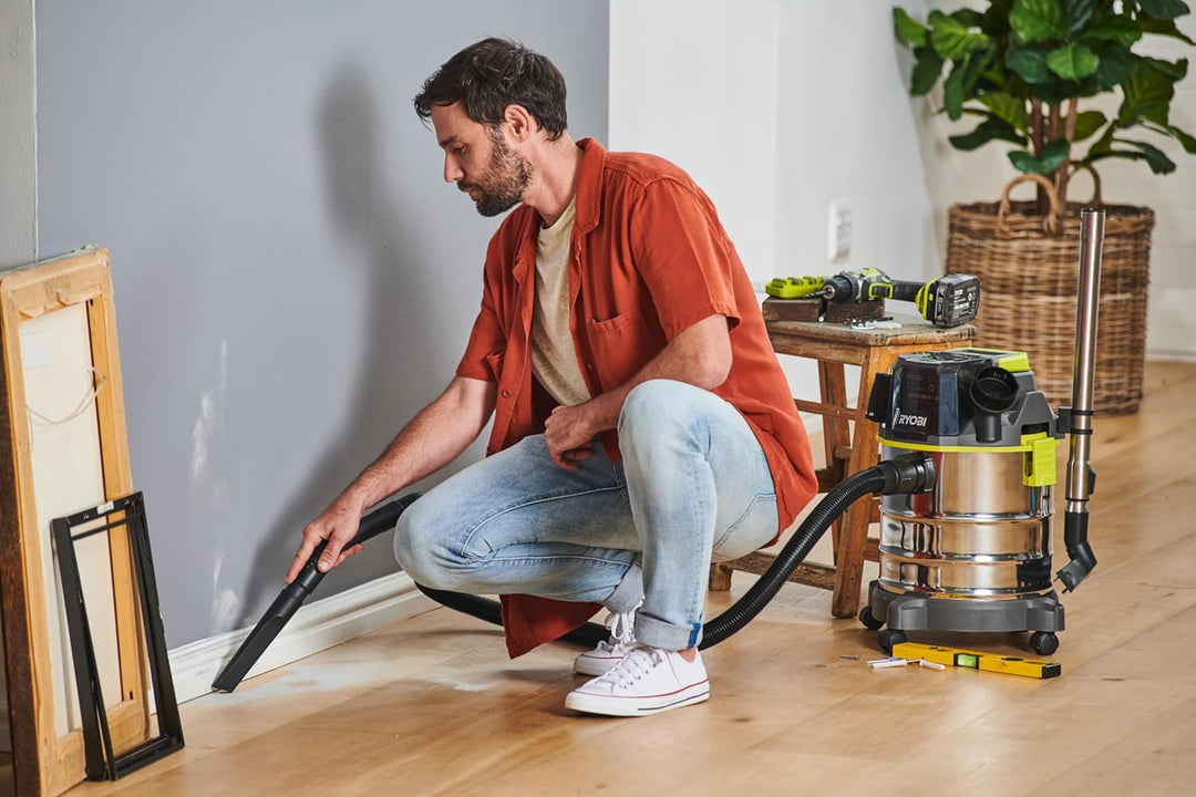 RYOBI 18 V ONE+ Akku-Nass- und Trockensauger R18WDV-0, 82 AW Saugleistung, 18 L Behälter, ohne Akku